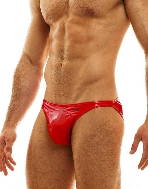 MODUS VIVENDI Briefs Viral Vinyl Glossy Low-Cut Brief Red 08013 - SexyMenUnderwear.com