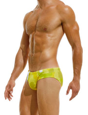 Modus Vivendi Classic Swimwear Candy Camo Design Green Swim Briefs DS2214 78 - SexyMenUnderwear.com