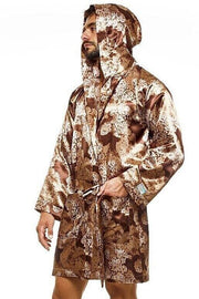 Modus Vivendi Floral Lace Robe Abstract Satin-Look Luxerious Loungewear AA2251 - SexyMenUnderwear.com