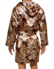 Modus Vivendi Floral Lace Robe Abstract Satin-Look Luxerious Loungewear AA2251 - SexyMenUnderwear.com