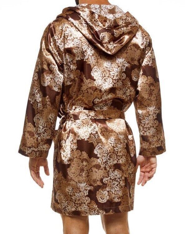 Modus Vivendi Floral Lace Robe Abstract Satin-Look Luxerious Loungewear AA2251 - SexyMenUnderwear.com