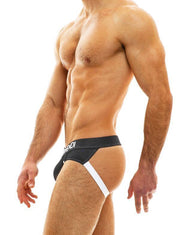 Modus Vivendi Jeans Jockstrap Denim Deco-Press Studs Charcoal Jock 05011 37 - SexyMenUnderwear.com