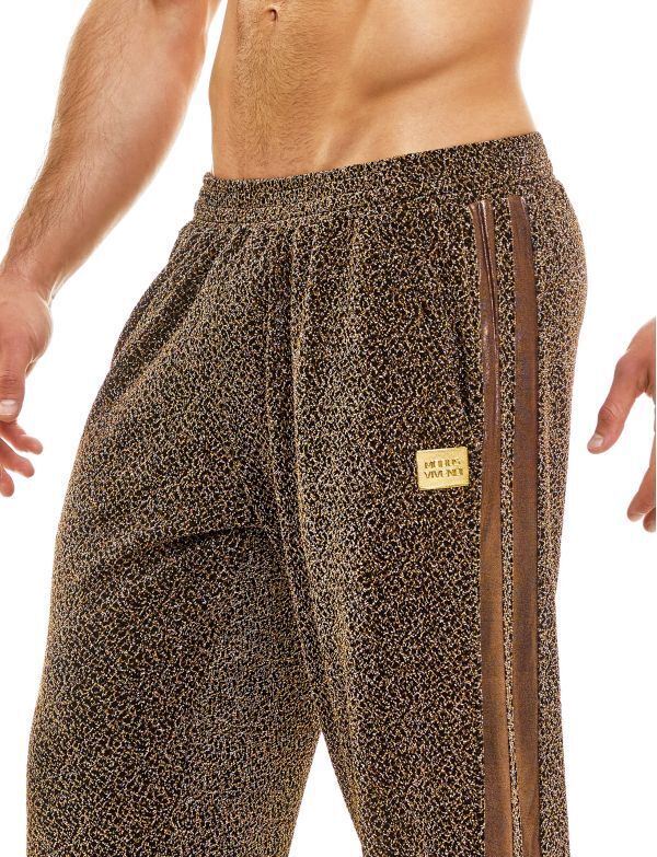 MODUS VIVENDI King Cheetah Pants Gray Jacquard Metallic Legging Rose Gold 13161 - SexyMenUnderwear.com