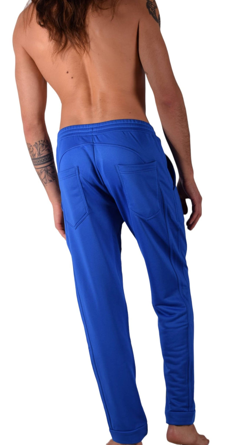 Modus Vivendi Legging Diagonal Poly Tricot Pants Adjustable Cords Blue 10352 - SexyMenUnderwear.com