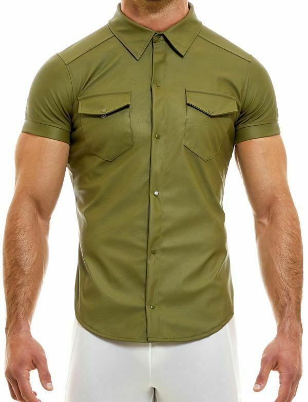 Modus Vivendi Muscle Shirt Faux Leather Legacy Line Filam Pelle Khaki 11141 56 - SexyMenUnderwear.com