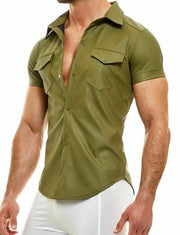 Modus Vivendi Muscle Shirt Faux Leather Legacy Line Filam Pelle Khaki 11141 56 - SexyMenUnderwear.com