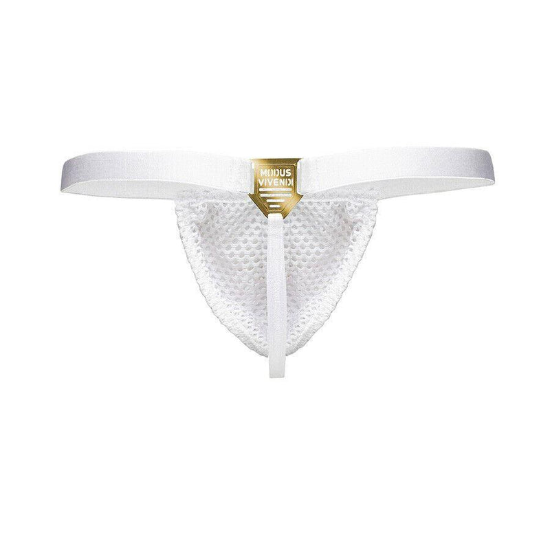 Modus Vivendi Net Trap Mesh Thong Semi-Transparent Perforated White 06114 49 - SexyMenUnderwear.com