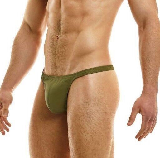 Modus Vivendi Pleasure Thong Roomy Pouch Mat Rubber Thong Khaki 22222 - SexyMenUnderwear.com