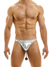 Modus Vivendi Pleasure Thongs Roomy Pouch Metallic Silver Thong 22222 - SexyMenUnderwear.com