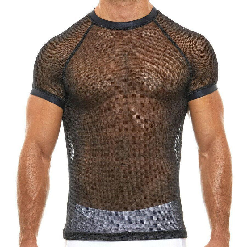 Modus Vivendi Shirt Luxury Metallic Yarns Knit T-Shirt Armor Black 01041 53 - SexyMenUnderwear.com