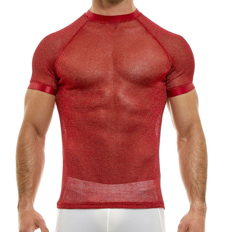 Modus Vivendi Shirt Luxury Metallic Yarns Knit T-Shirt Armor Red 01041 53 - SexyMenUnderwear.com