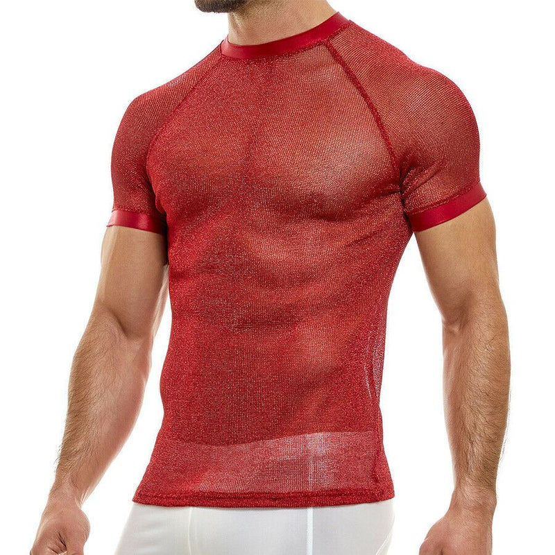 Modus Vivendi Shirt Luxury Metallic Yarns Knit T-Shirt Armor Red 01041 53 - SexyMenUnderwear.com