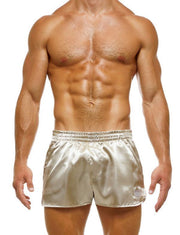 Modus Vivendi Shorts Host Woven Satin Chino Pockets Knitted Ivory Short 03261 - SexyMenUnderwear.com