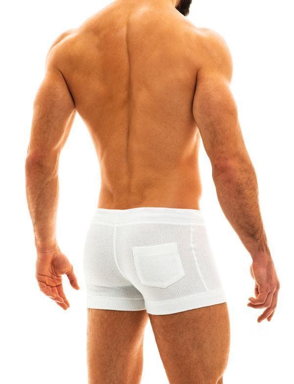Modus Vivendi Smooth Knit Short Off White With Narrow Drawstrings 09022 36 - SexyMenUnderwear.com
