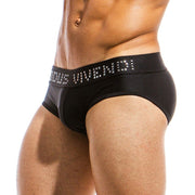 Modus Vivendi Swim-Briefs With Shiny Metallic Cubes Black BS1811 5 - SexyMenUnderwear.com