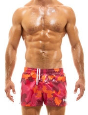 Modus Vivendi Swim Short Woven Fast-Dry Swimwear Camo Red GS2132 77 - SexyMenUnderwear.com