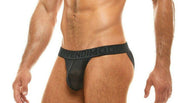 MODUS VIVENDI Tanga Brief ARMOR Knitted Metallic Yarns Black 01012 63 - SexyMenUnderwear.com