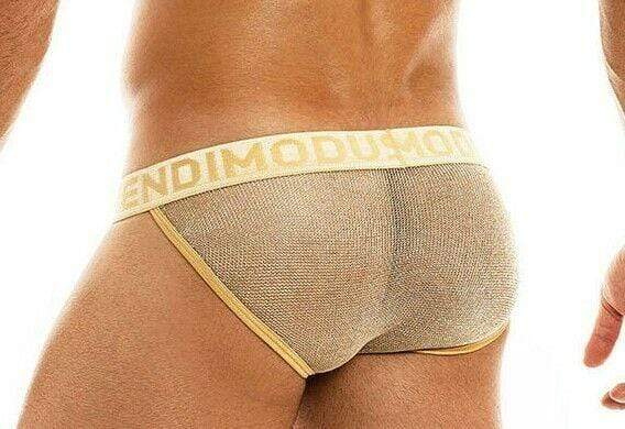 Modus Vivendi Tanga Brief Armor Metallic Look Gold 01012 63 - SexyMenUnderwear.com