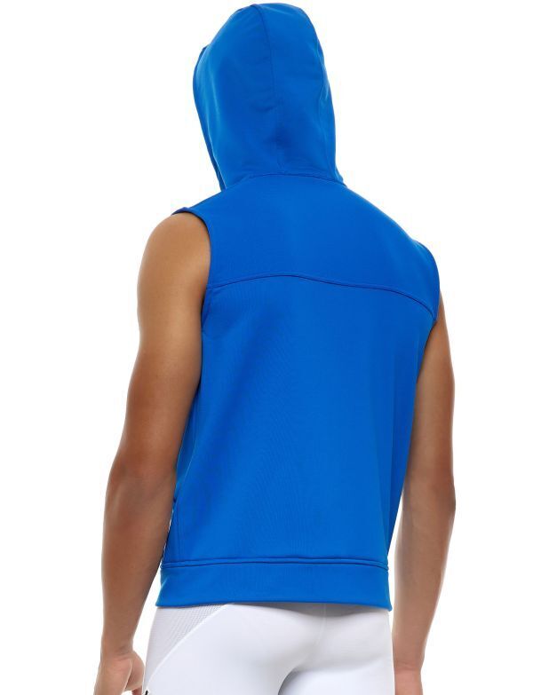 MODUS VIVENDI Tank Diagonal Poly Tricot Sleeveless Hoodie Jacket Blue 10351 81 - SexyMenUnderwear.com