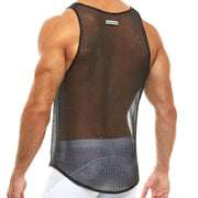 Modus Vivendi Tank Luxury Fashion Streetwear Mesh Tanktop ARMOR Black 01031 54 - SexyMenUnderwear.com