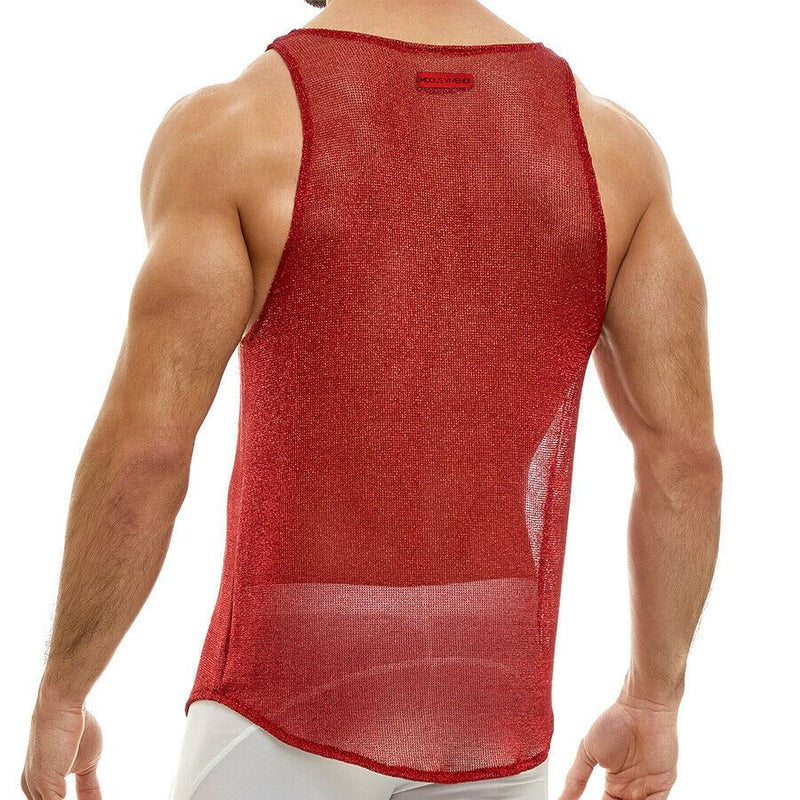Modus Vivendi Tank Mesh Knitted Luxury Yarns Armor Tank Top Red 01031 54 - SexyMenUnderwear.com