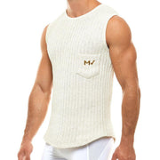 Modus Vivendi Tanktop Knitted Sleeveless Retro Cozy Ivory Tank 07141 44 - SexyMenUnderwear.com