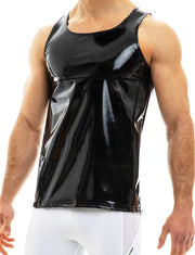Modus Vivendi TankTop Viral Vinyl Glossy Shiny Tank Black 08031 - SexyMenUnderwear.com