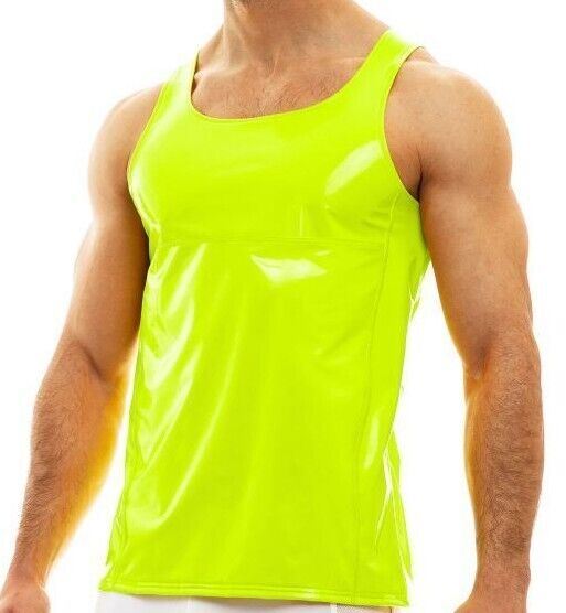 Modus Vivendi Tight Fit Tank Top Viral Vinyl Loud Lavish Neon Yellow 08031 - SexyMenUnderwear.com