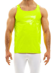 Modus Vivendi Tight Fit Tank Top Viral Vinyl Loud Lavish Neon Yellow 08031 - SexyMenUnderwear.com