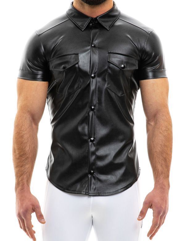 Modus Vivendi Vegan Leather-Look Muscle Shirt Black 20541 - SexyMenUnderwear.com