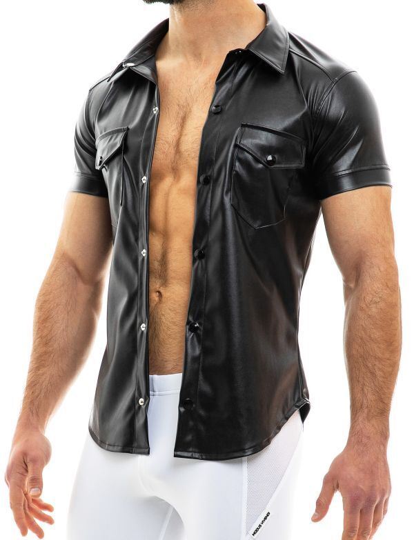 Modus Vivendi Vegan Leather-Look Muscle Shirt Black 20541 - SexyMenUnderwear.com