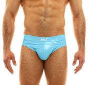 MODUS VIVENDI Vinyl Briefs Fashion Lavish Covered Waistband in Light Blue 08015 - SexyMenUnderwear.com
