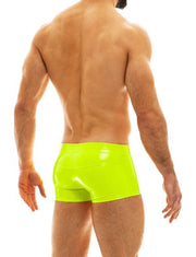 MODUS VIVENDI Viral Vinyl Boxer Fashion Glossy & Shiny Neon Yellow 08021 - SexyMenUnderwear.com