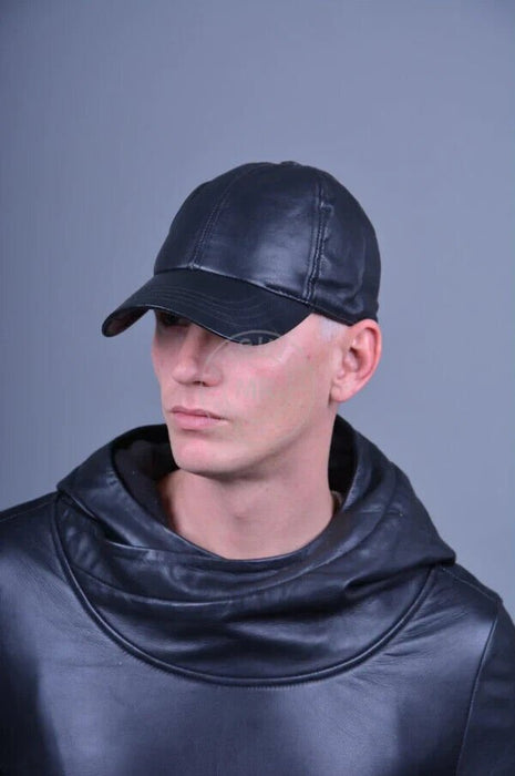 MR. RIEGILLIO Adjustable Black Leather Cap - SexyMenUnderwear.com