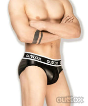 Outtox By Maskulo Brief Wrapped Rear Briefs Leather-Look Black BR141-90 6 - SexyMenUnderwear.com