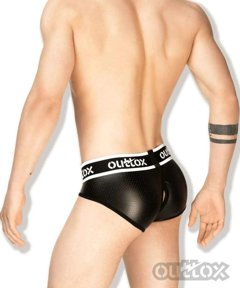 Outtox By Maskulo Brief Wrapped Rear Briefs Leather-Look Black BR141-90 6 - SexyMenUnderwear.com