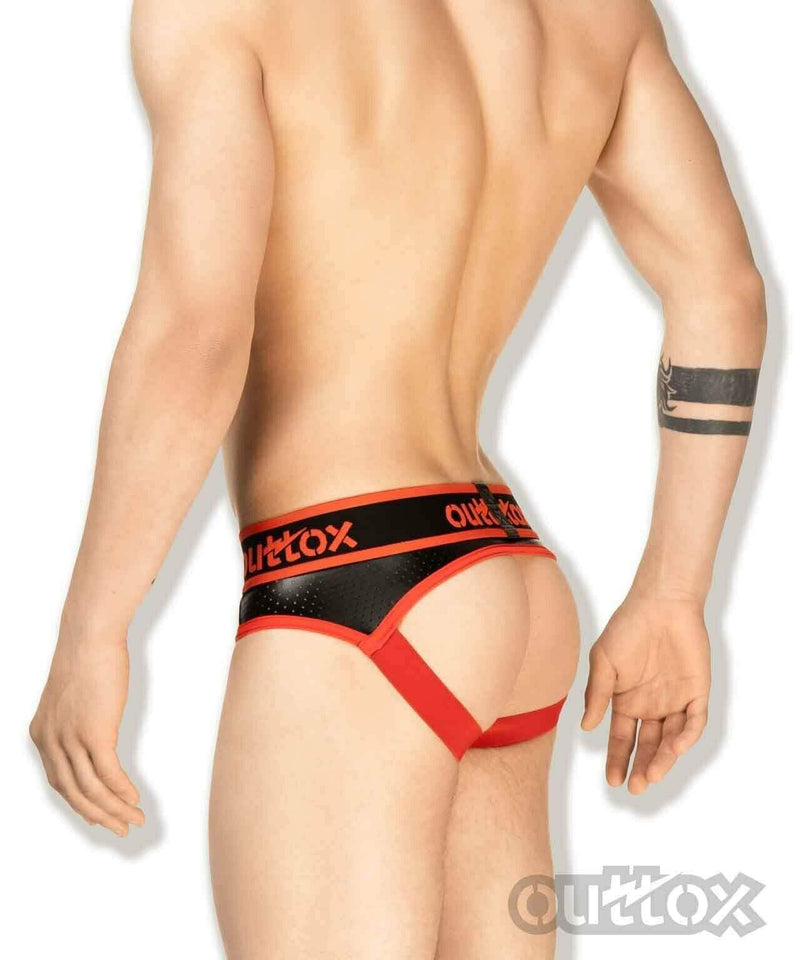 Outtox By Maskulo Jockstrap Combo Leather-Look Jock Red BR140-10 11 - SexyMenUnderwear.com