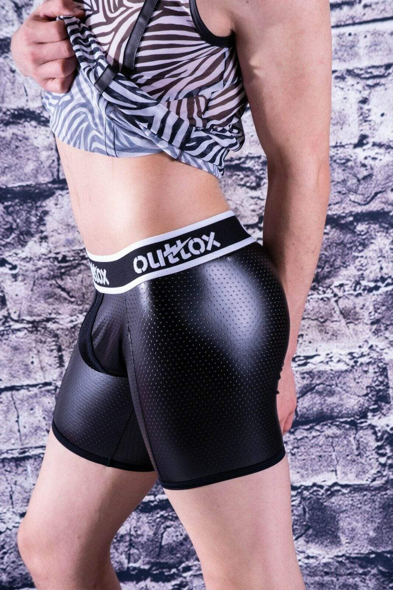 Outtox By Maskulo Shorts Cycling Fetish Short Leather-Look Black SH142-90 8 - SexyMenUnderwear.com