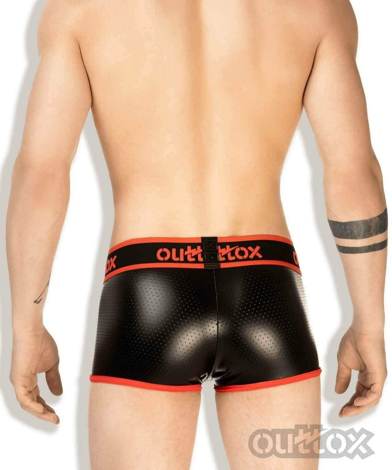 Outtox By Maskulo Shorts Trunk Leather-Look Fetish Boxer Short Red TR142-10 10 - SexyMenUnderwear.com