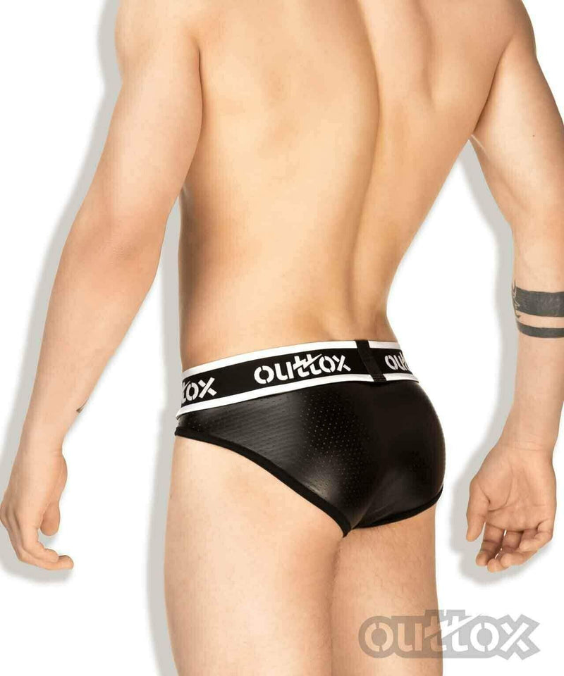 Outtox Maskulo Brief Regular Rear Briefs Slip Leather Look Black BR142-90 3 - SexyMenUnderwear.com