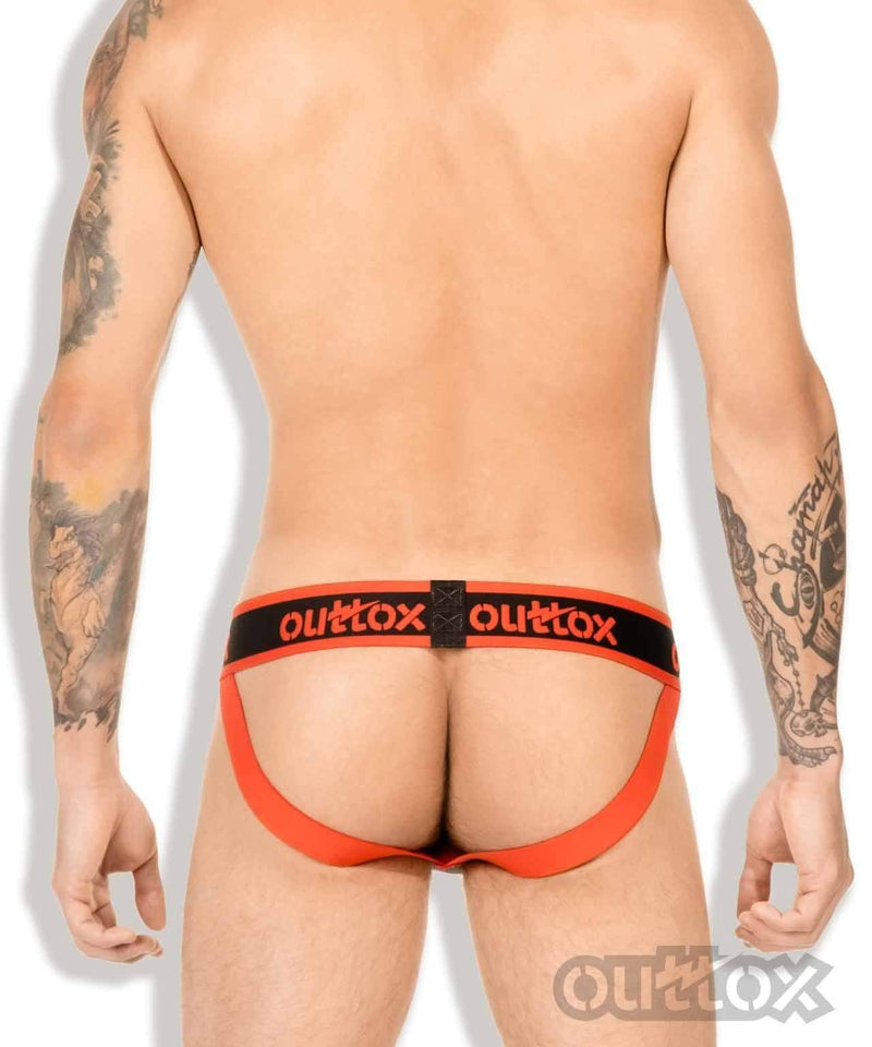 Outtox Maskulo Jock Perforated Leather-Look Jockstrap Red JS143-10 5 - SexyMenUnderwear.com