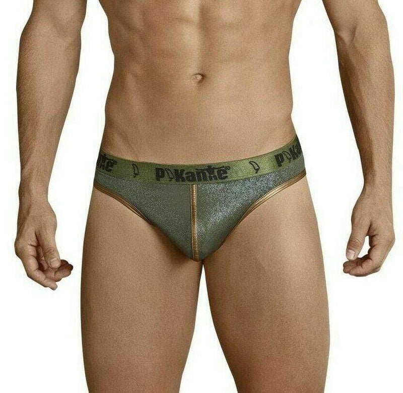 Pikante Sensual Shinny Thong Sherlock Olive Green 8053 1 - SexyMenUnderwear.com
