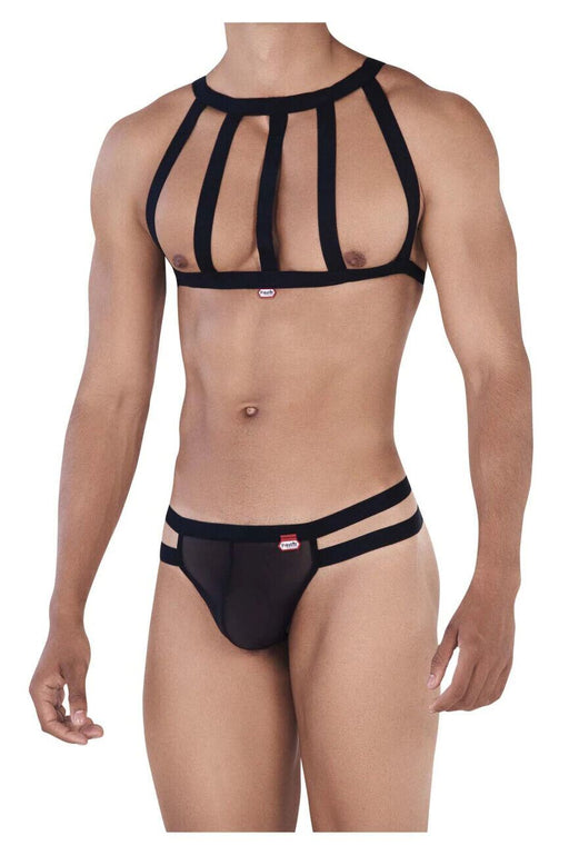 PIKANTE Set Kit ARNESS Combo Elastic Harness & Thongs Personality Black 0331 5 - SexyMenUnderwear.com