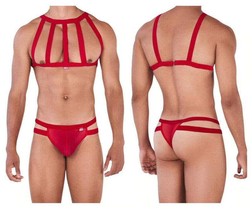PIKANTE Set Kit Combo Elastic Harness + Thongs Personality Red 0331 2 - SexyMenUnderwear.com