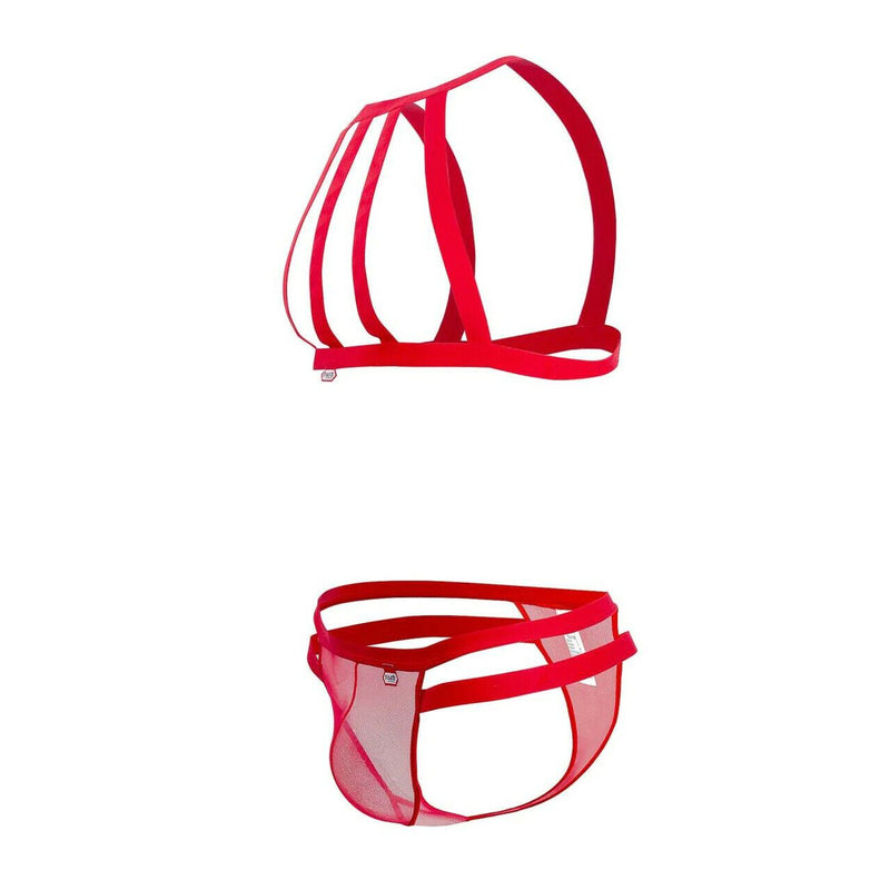 PIKANTE Set Kit Combo Elastic Harness + Thongs Personality Red 0331 2 - SexyMenUnderwear.com