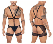 PIKANTE Singlet Garter Belt Single Luxury O-Ring Thong Black 0848 5 - SexyMenUnderwear.com