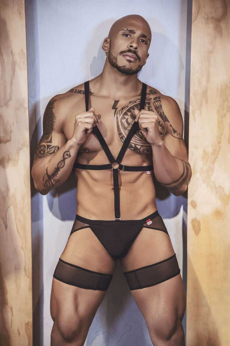 PIKANTE Singlet Garter Belt Single Luxury O-Ring Thong Black 0848 5 - SexyMenUnderwear.com