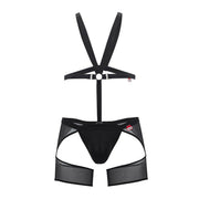 PIKANTE Singlet Garter Belt Single Luxury O-Ring Thong Black 0848 5 - SexyMenUnderwear.com