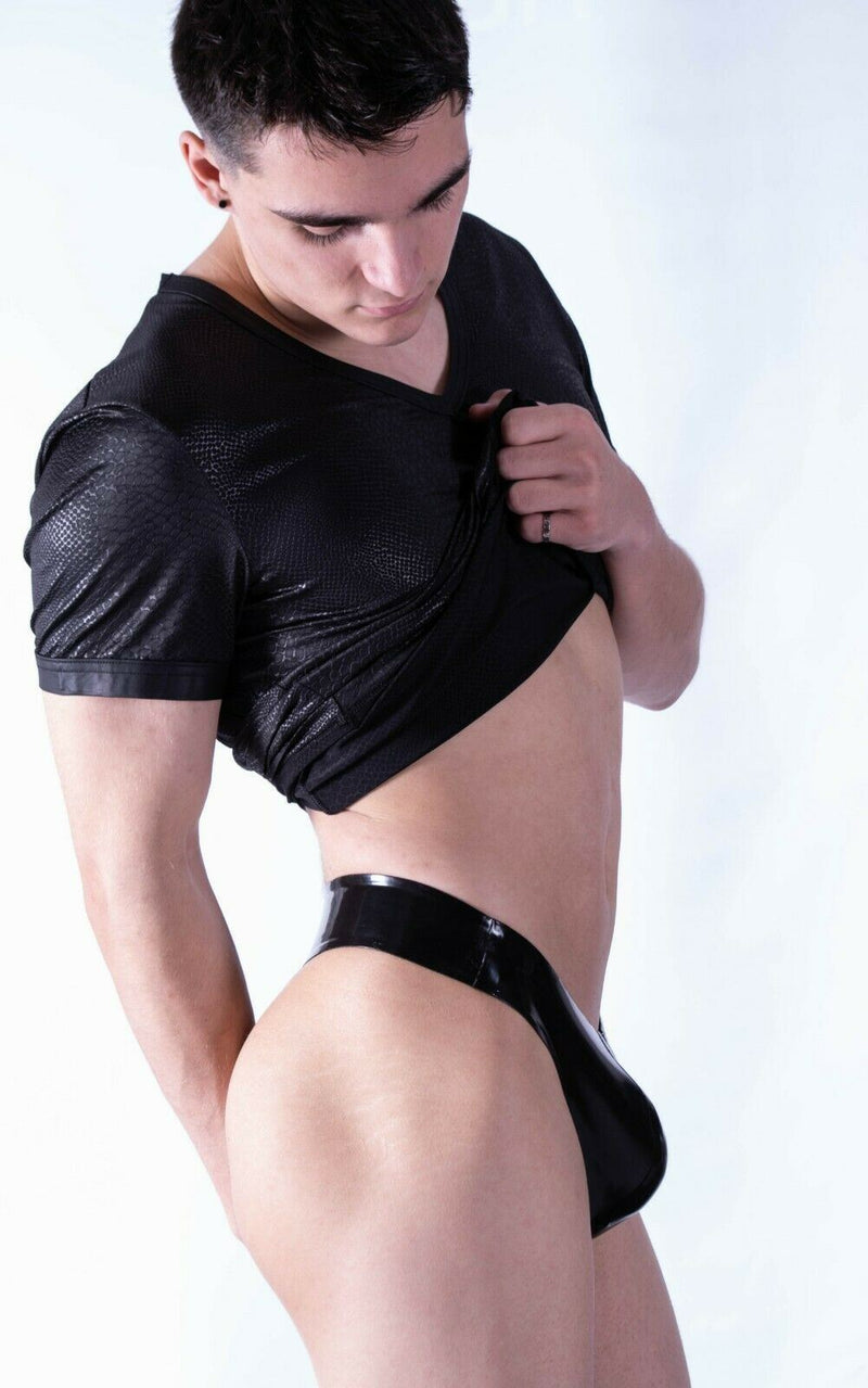 Polymorphe Latex Thong Natural Underwear UN-015C Black 1 - SexyMenUnderwear.com
