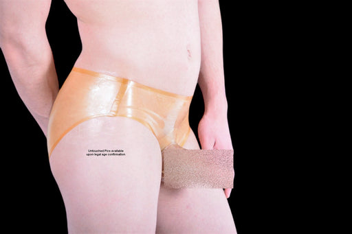 POLYMORPHE Men's Latex Brief Underwear Amber Gold UN-039PS 8 - SexyMenUnderwear.com